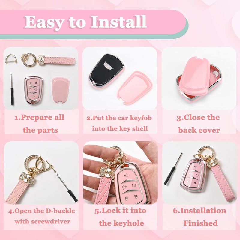 JAMCARI for Honda Key Fob Cover - Soft TPU Key Fob Protector for Accord Civic CRV Pilot Odyssey Smart Key Case with Bling Keychain - Image 4
